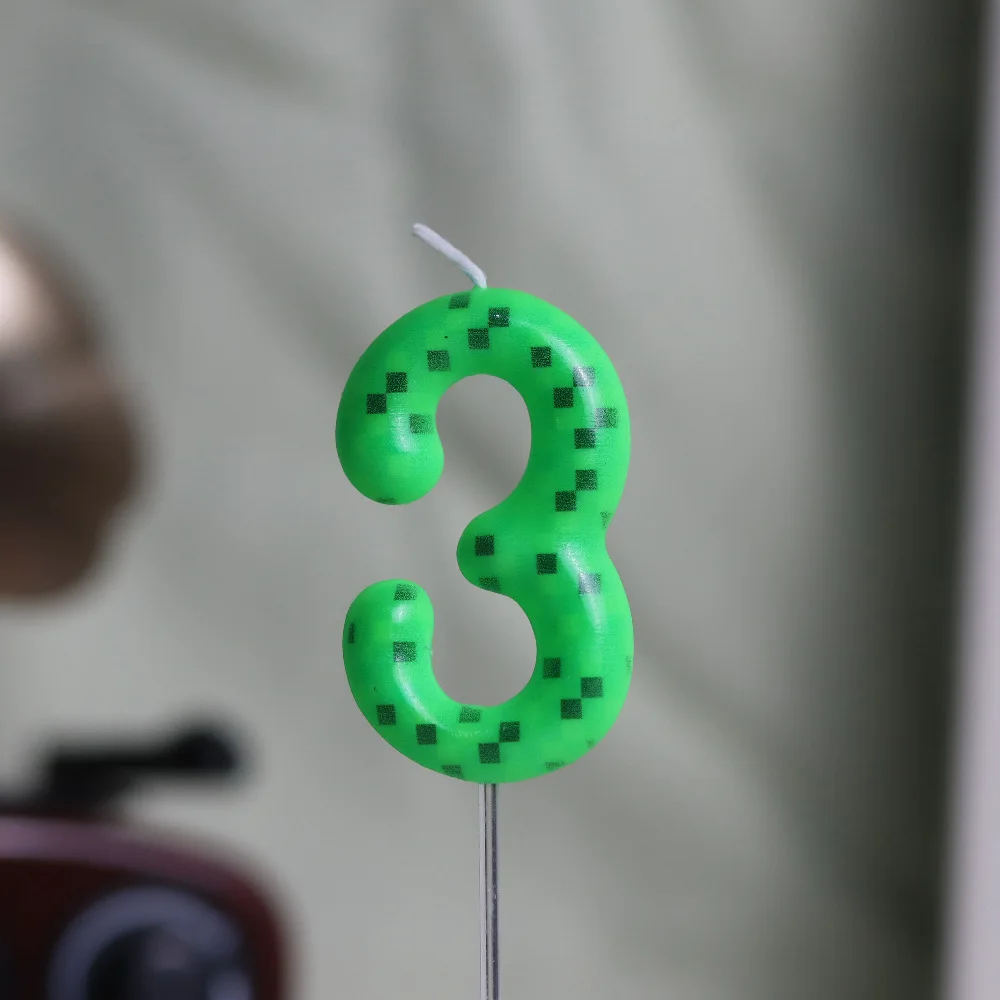 شموع فسيفساء خضراء أرقام 0-9 زينة كعكة عيد الميلاد للأطفال والكبار مستلزمات حفلات المهرجانات نمط كتلة شموع عيد الميلاد