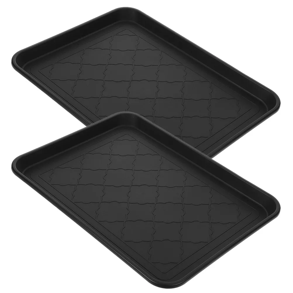 

2pcs Plastic Water Resistant Shoe Storage Tray For Entryway Mudroom Floor Protection Raised Edge Home Use