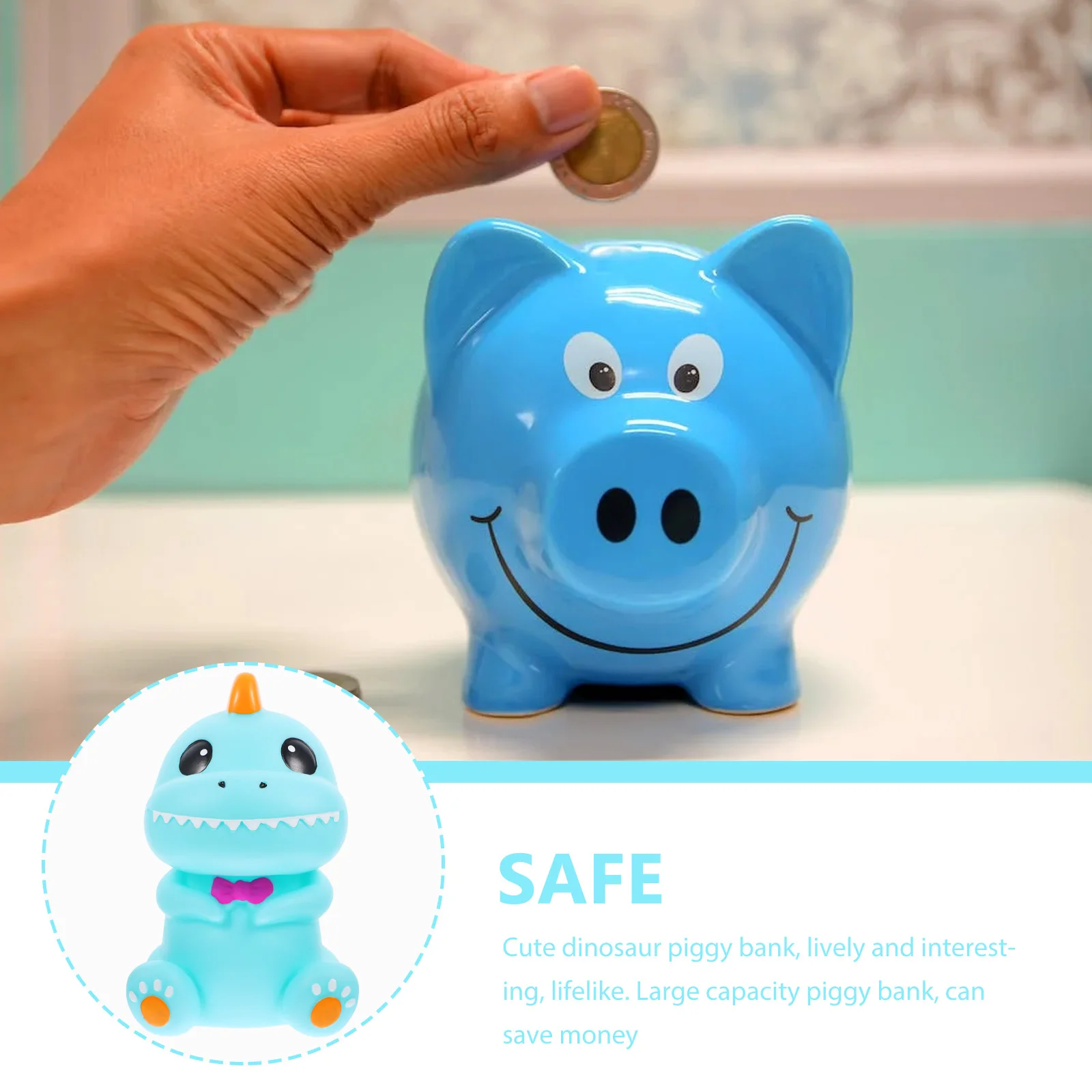 

Dinosaur Piggy Bank Money Banks for s Coin Saving Pot Reusable Animal