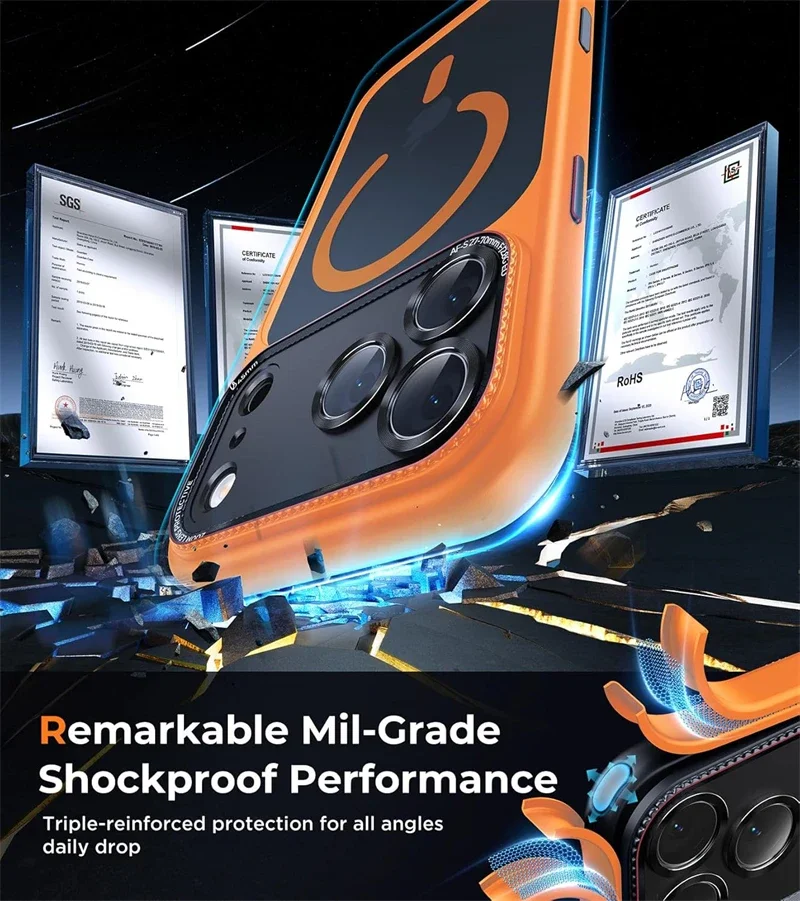 เคสแม่เหล็กสำหรับ Magsafe iPhone 17 Air 16 15 14 13 Pro Max Plus 17Pro 17Air 16Pro พร้อมปุ่มควบคุมกล้องแบบแม่เหล็ก