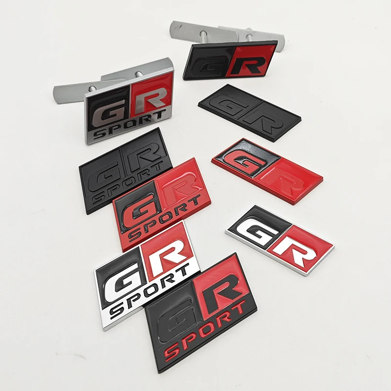 3D Metal Car Sticker GR SPORT Logo Fender Side Badge Rear Trunk Front Grille Emblem For Toyota Alphard Avensis Prius Crown Yaris