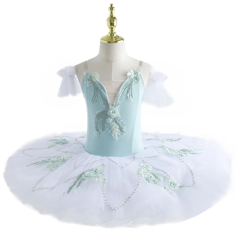 

Green Ballet Tutu Skirt Professional Belly Dance Costumes Performance Clothing Velvet Tops ballet dress for kid