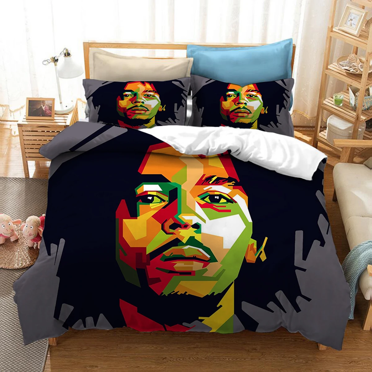 Imagem -03 - Bob Marley3d Impresso Bedding Grupo Duvet Covers Fronhas Consolador Bedclothes Roupa de Cama no Sheet