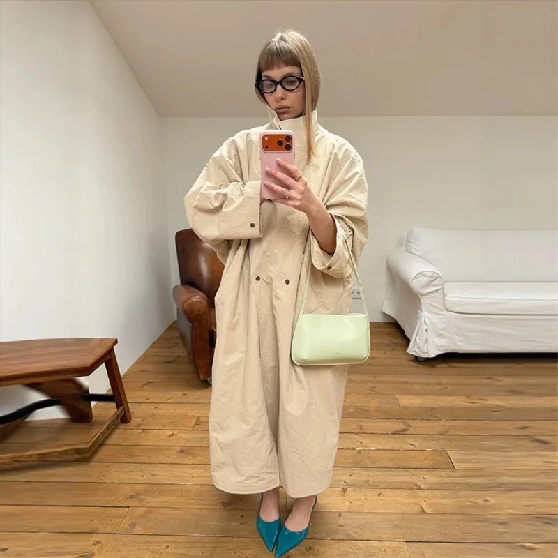 Womens Fashion Casual Loose Long Trench Coat Over Knee Fall Winter 2026 New Outerwear Trendy Chic Elegant Warm Windproof Classy
