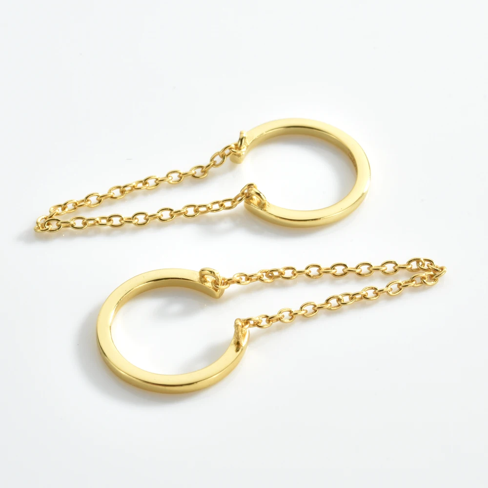 ANDYWEN 925 Sterling Silver Gold Chain Simple Tiny Ear Cuff Earring Earcuff Women Luxury Jewelry 2022 Rock Punk Women Wedding - view 4