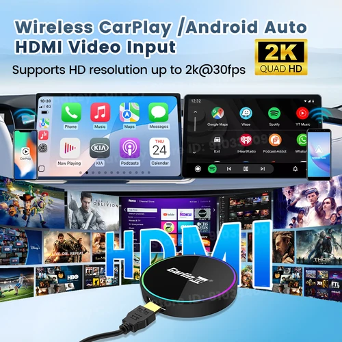 Imagen 2 del producto Carlinkit-Adaptador HDMI Multimedia para TV Mate, 3 en 1, con cable a inalámbrico, CarPlay, Android, Auto Box, convertidor de vídeo HD para palos de TV