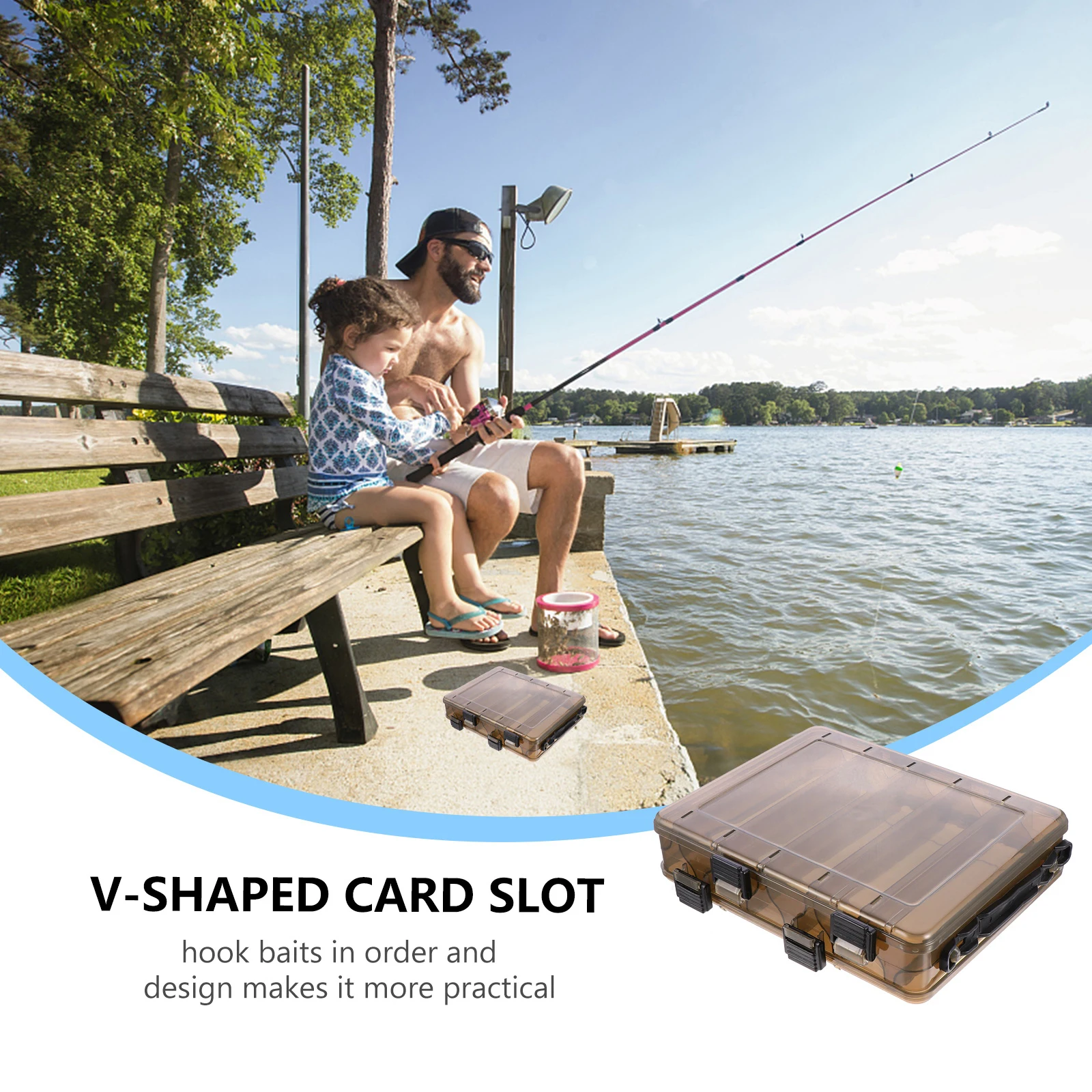 

Plastic Bait Box Fishing Tackle Boxes Container Transparent Storage Double Layer Multifunctional Waterproof Portable Utility