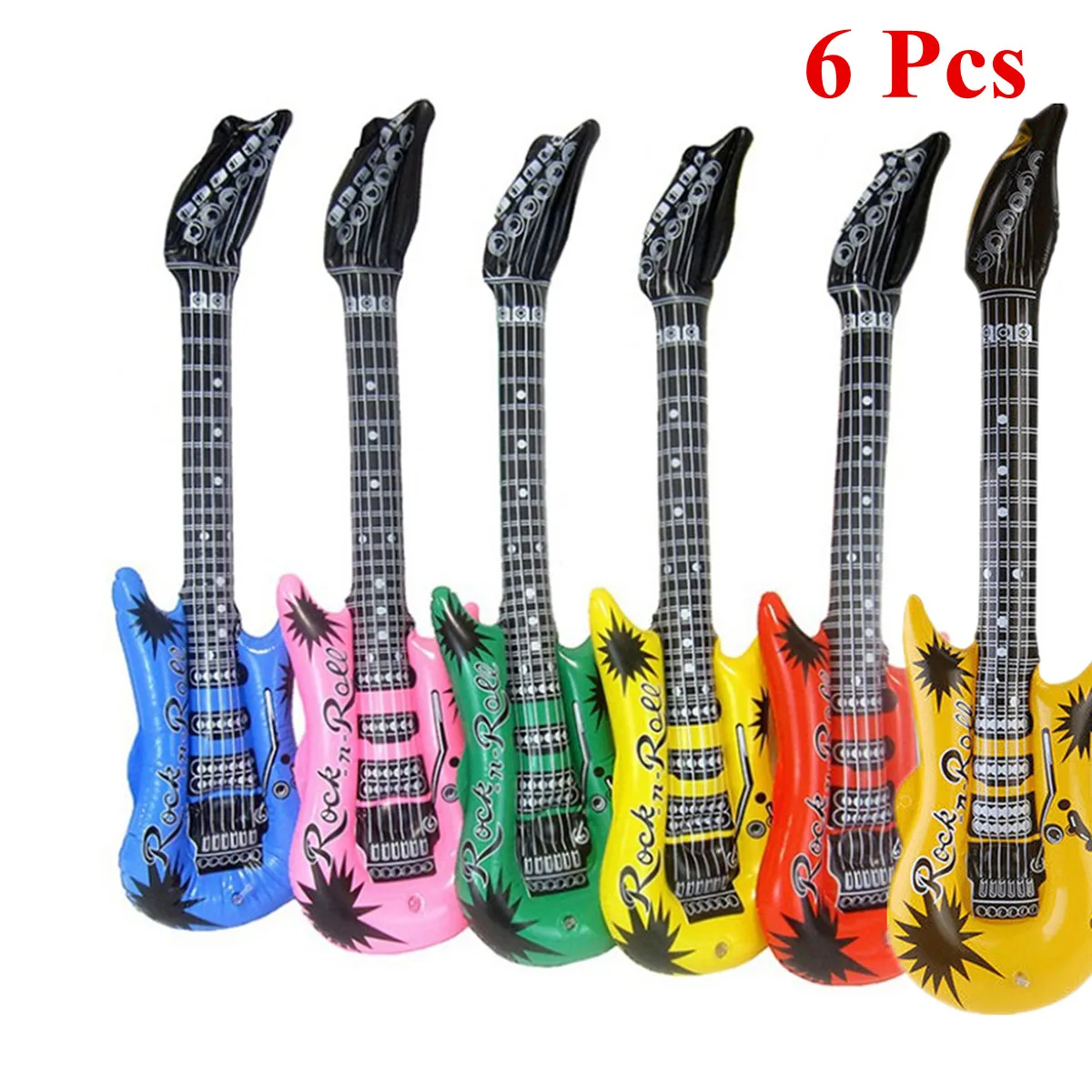 6pcs Inflatable Guitar Balloons Blow Up Musical Instrument Party Props Favor Carnival Party Adult Kids Birthday Party Decoration