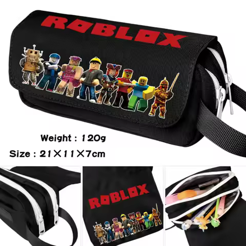 Roblox - Themed Creative Peripheral Portable Waterproof Pencil Case Large - Capacity Canvas Backpack Pencil Case for Students