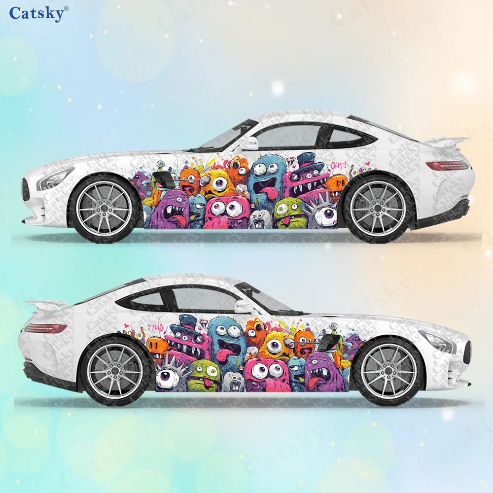 

2pcs Strange multi-tongued monster stickers, suitable for cars and trucks, durable, fade-resistant, easy to install and remove -