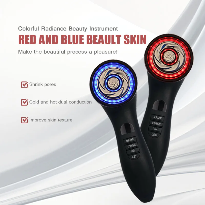 Dispositif de beauté portatif multifonctionnel, nettoyage par vibrations et lumière colorée personnalisable, prix de gros, dernière collection 2025