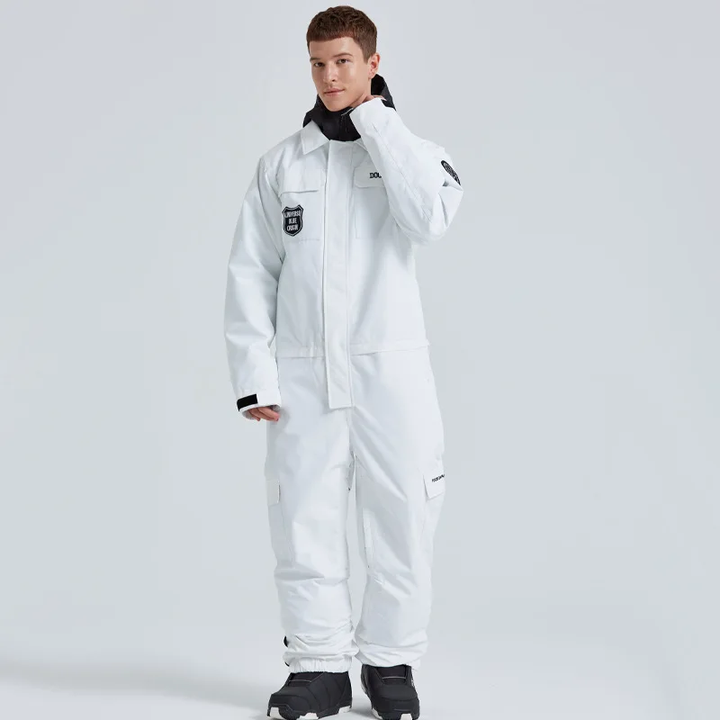 2024 one piece ski suit snow winter wear baggy pocket zipper sportswear luxurious ski suit waterproof