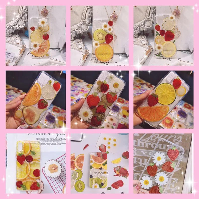 Real fruit sample orange lemon strawberry kiwi fruit slice drop glue mobile phone shell decoration DIY handmade material bag