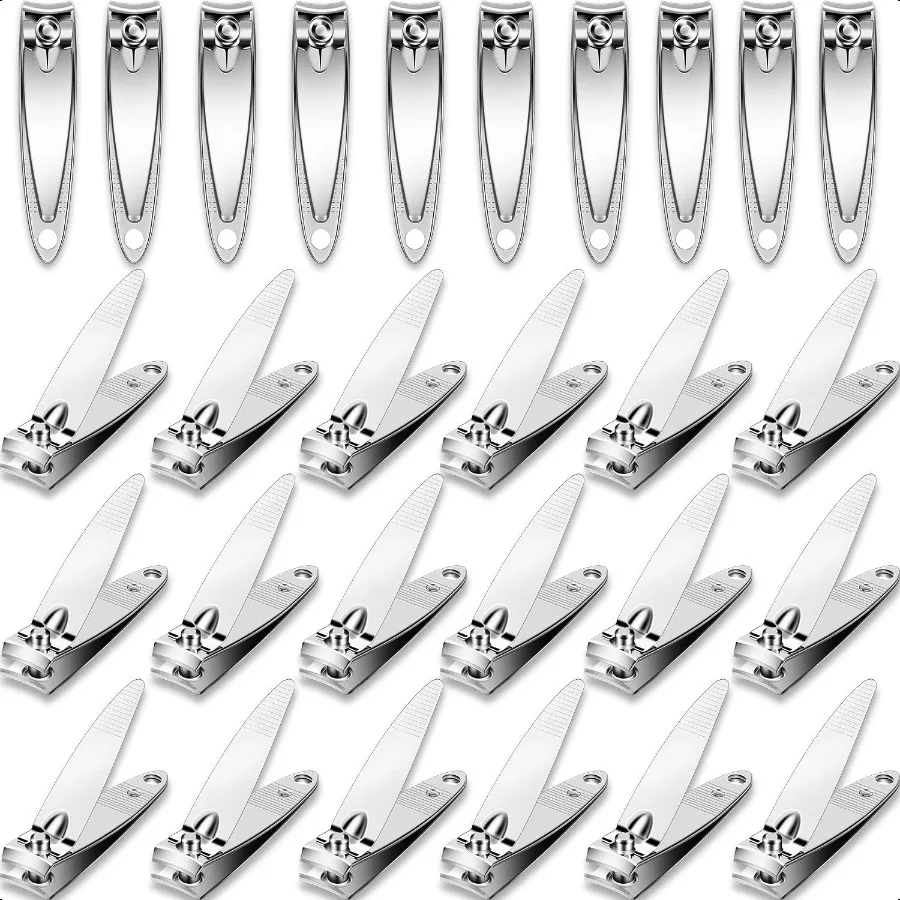 

28 Pcs Fingernail Nail Clippers Bulk Stainl Steel Toenail Clippers Thick Portable Travel Manicure Kit for Men and Women Simple