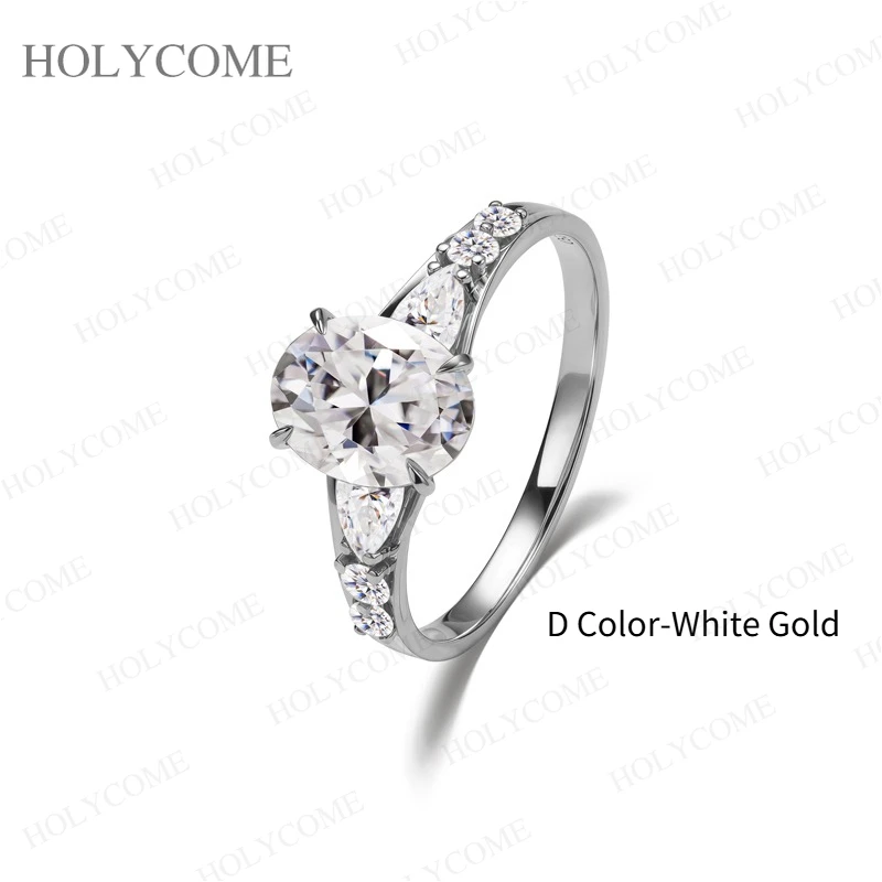 925 Sterling Silber 18K Vergoldeter Ring Moissanit Oval/Perlenförmig/Rund Geschliffen D-Farbe/Champagner VVS1 Jubiläumsgeschenk Feiner Schmuck für Sie – Detail 2