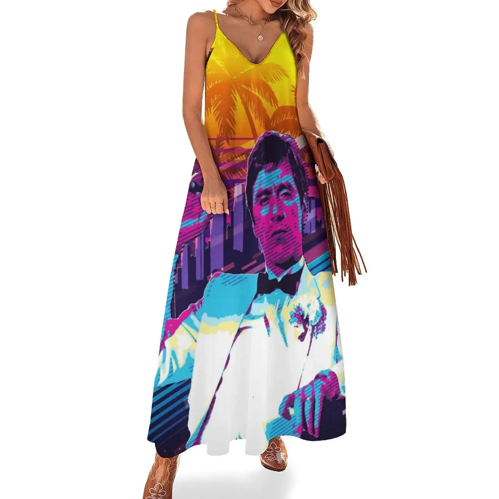 

Classic Cinema Art: Scarface Movie Print Featuring Al Pacino Sleeveless Dress Clothing women's summer dress 2025