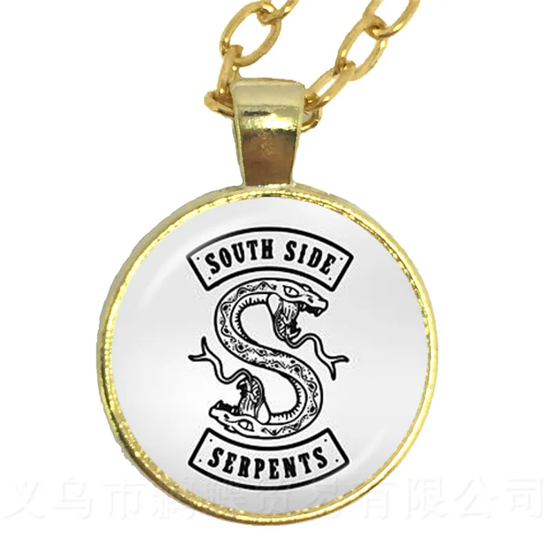 Trendy Riverdale South Side Serpents Pendant Necklace 25mm  Glass Cabochon Sweater Chain For Women Men Kids Jewelry Gift