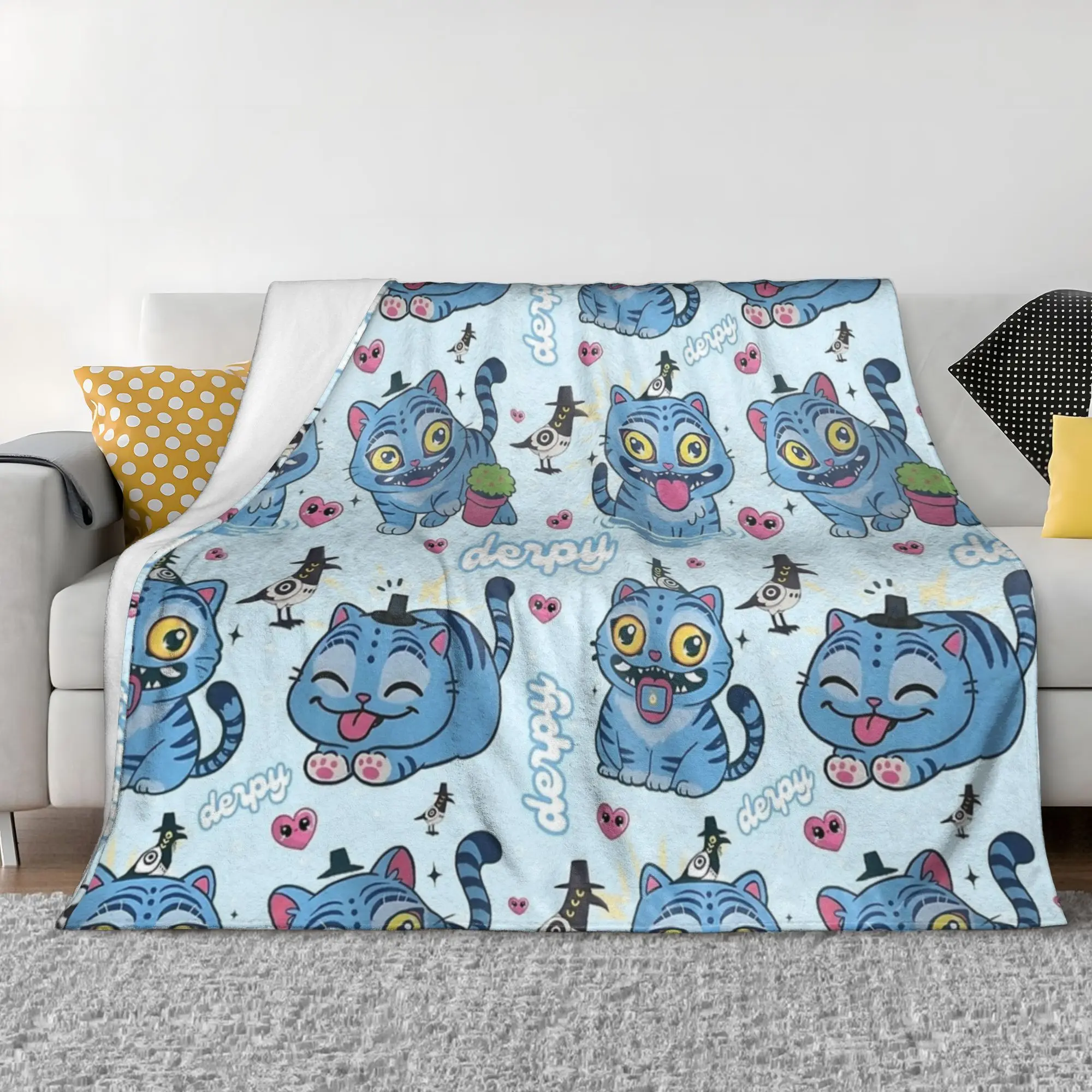 

Одеяла K-pop Demon Hunters Derpy Tiger, фланелевое весенне-осеннее многофункциональное мягкое одеяло для дома, автомобиля, плюшевое тонкое одеяло