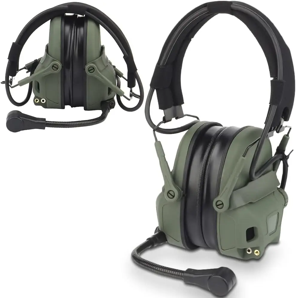 Airsoft Tactical Pickup Noise Canceling Headset, Hearing Protection Headset Earmuffs with Microphone for Radio Transceiver