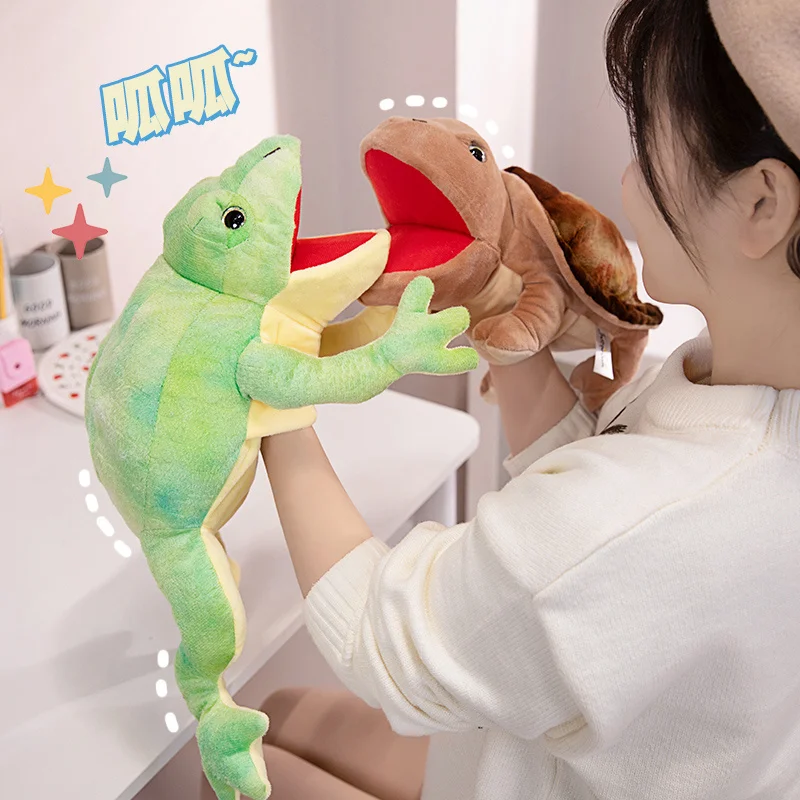 New Simulation  Animals The Snake Frog Tortoise Lizard Crocodile Amphibian Hand Puppet Super Soft Dolls  Creative Birthday Gifts