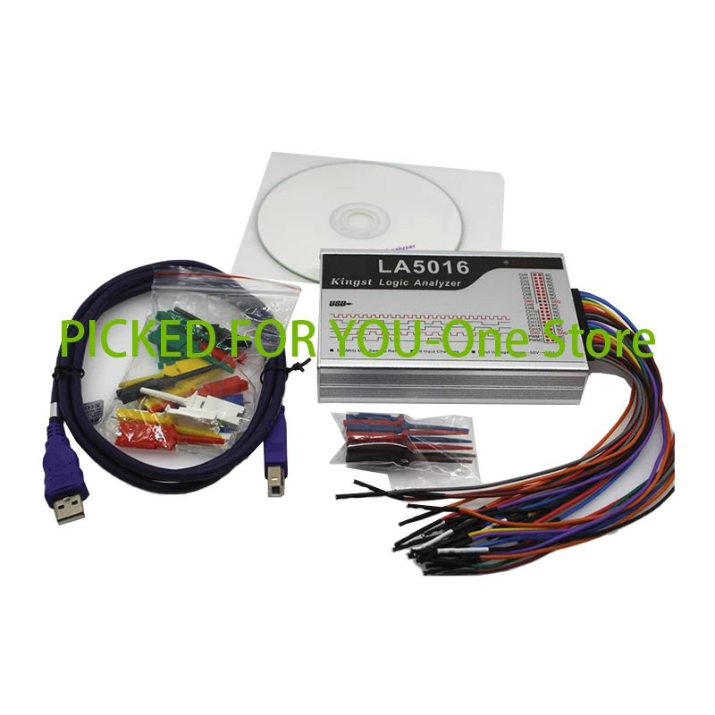 LA5016 USB Logic Analyzer 500M Max Sample Rate,16Channels,10B Samples, MCU,ARM,FPGA Debug Tool, English Software