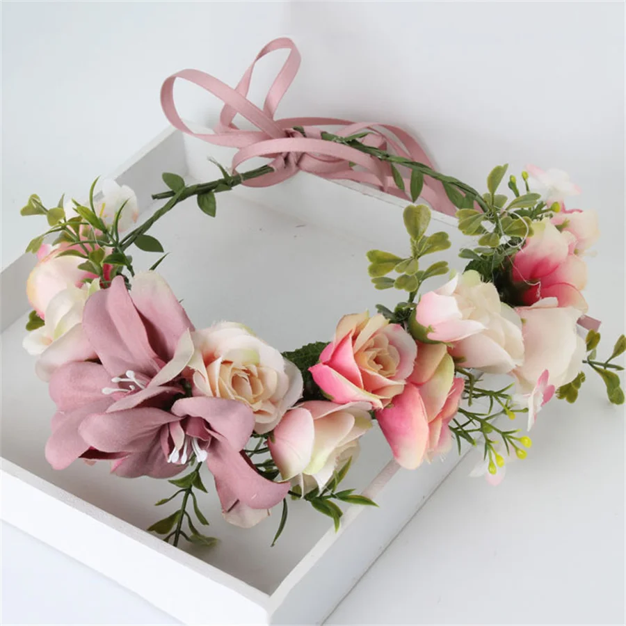 New Fashion Sweet Princess Flower Hair Wreath Floral Hairbands Beach Headband Party Boho Headbands Bridal Bridesmaid Headdress