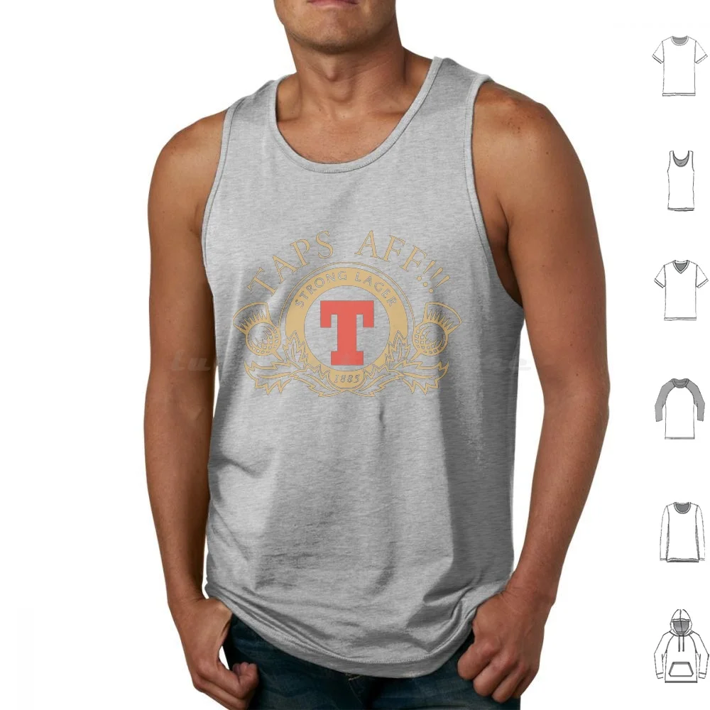 Taps Aff! Tops Off , Lager , Parody , Glasgow Tank Tops Vest Sleeveless Glasgow Tennents Lager Booze Parody Scotland Party
