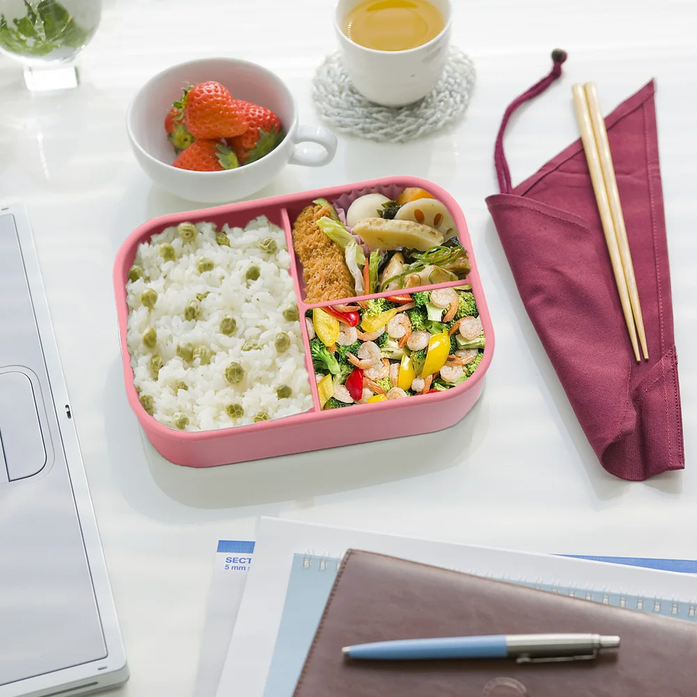 Lunch Box, Bento Box, Microwave Heatable Fresh-keeping Box, Divided Silicone Lunch Box
