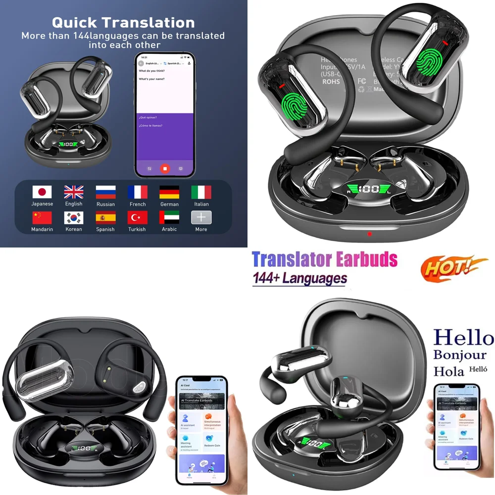 

OWS AI Language Translation Headphone Wireless with 144 Online Languages Earbuds with LED Display Mobile Accessories Wholesale