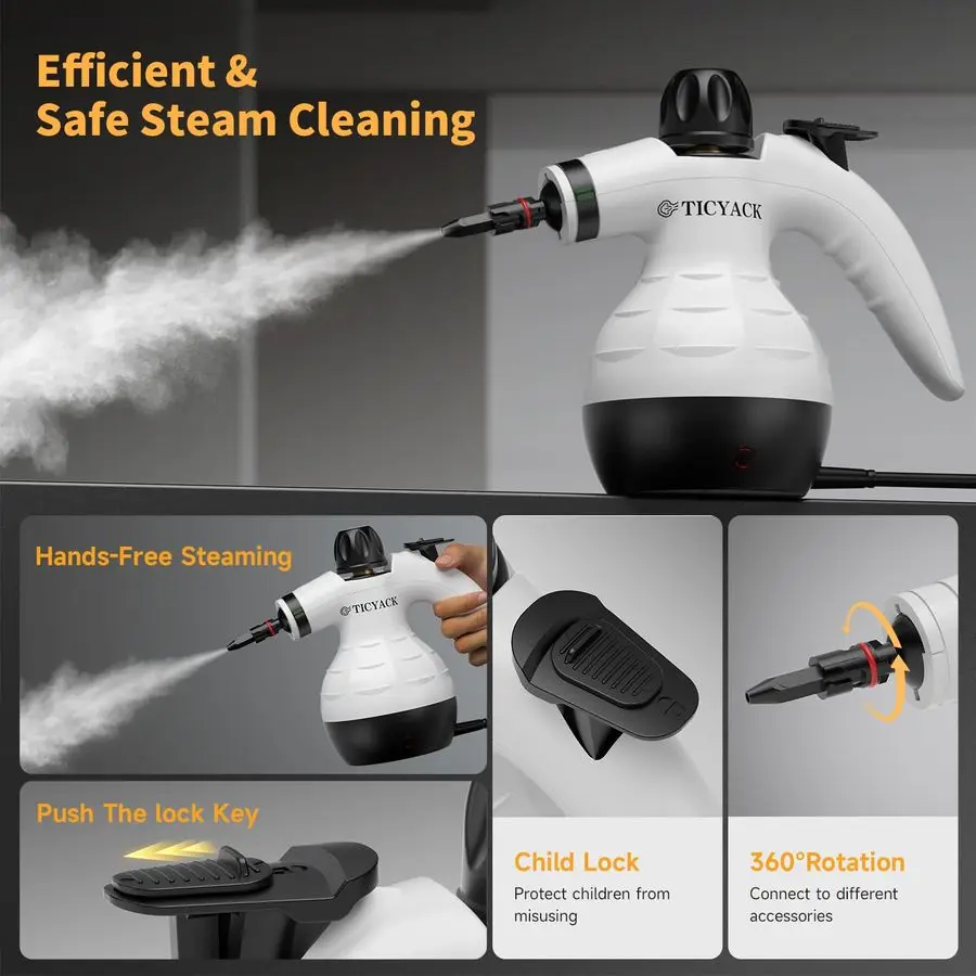 Cleaner, Handheld Steam Cleaner for Home, 16Piece Steam Cleaner Kit with Automatic Steam Switch, Steamer for Kitchen, Bathroom,