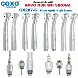 COXO Dental High Speed Turbine Fiber Optic High Speed Handpiece Dental LED Coupler 6 Pin Fit KAVO NSK SIRONA WH CX207 G