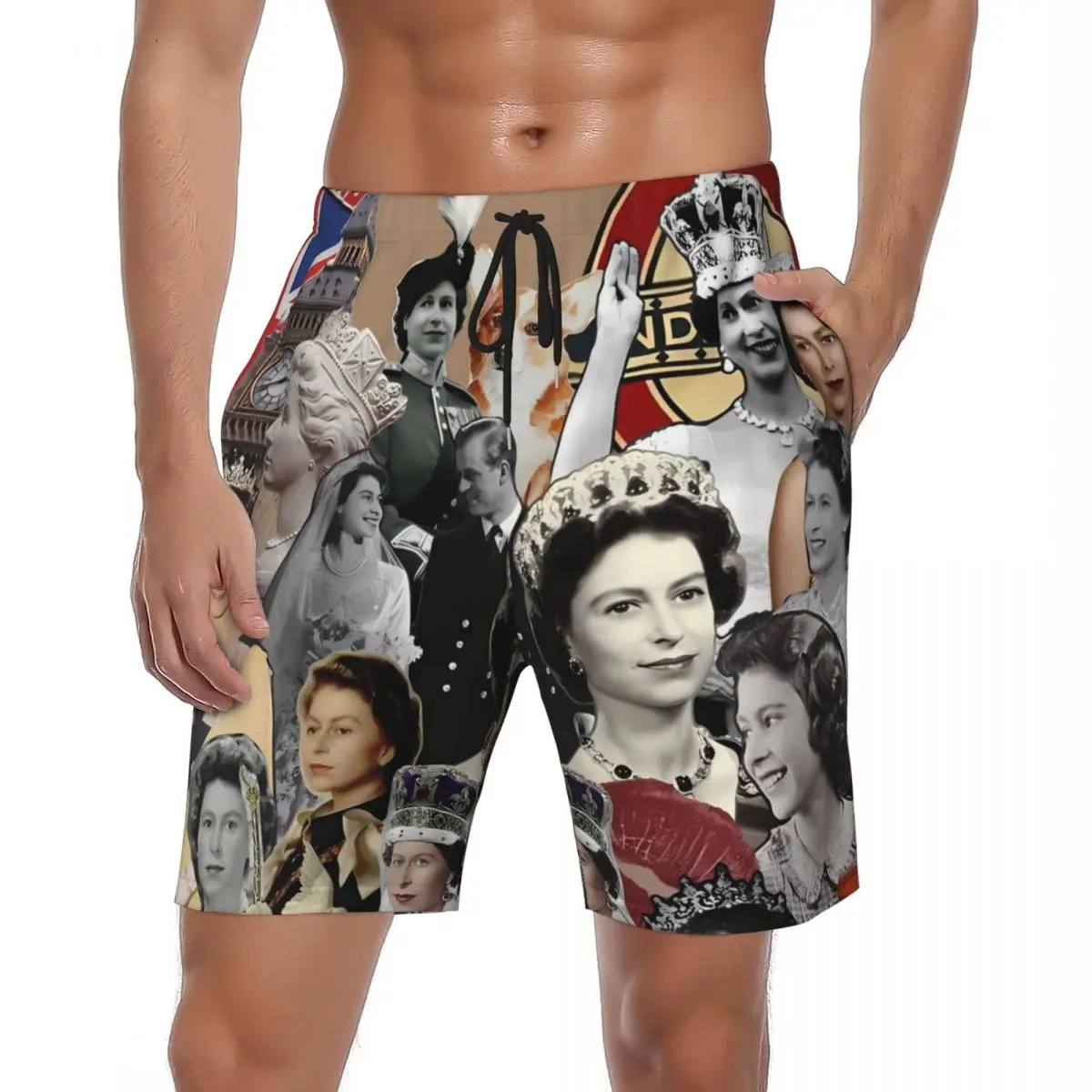 

Купальный костюм Queen Elizabeth II, шорты для доски, летние фото, стильные пляжные шорты, мужские быстросохнущие пляжные плавки для серфинга