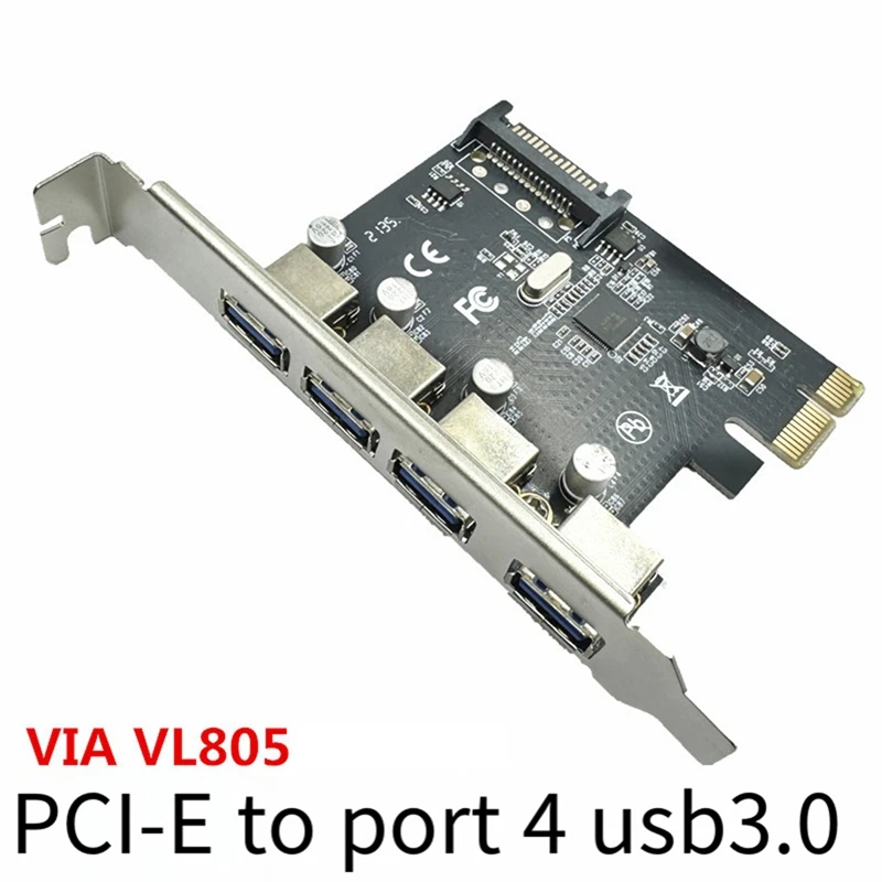 4 พอร์ต USB 3.0 การ์ดขยาย PCI-E PCI Express PCIe USB 3.0 Hub Adapter 5Gbps Riser Controller Extender พร้อม SATA Power