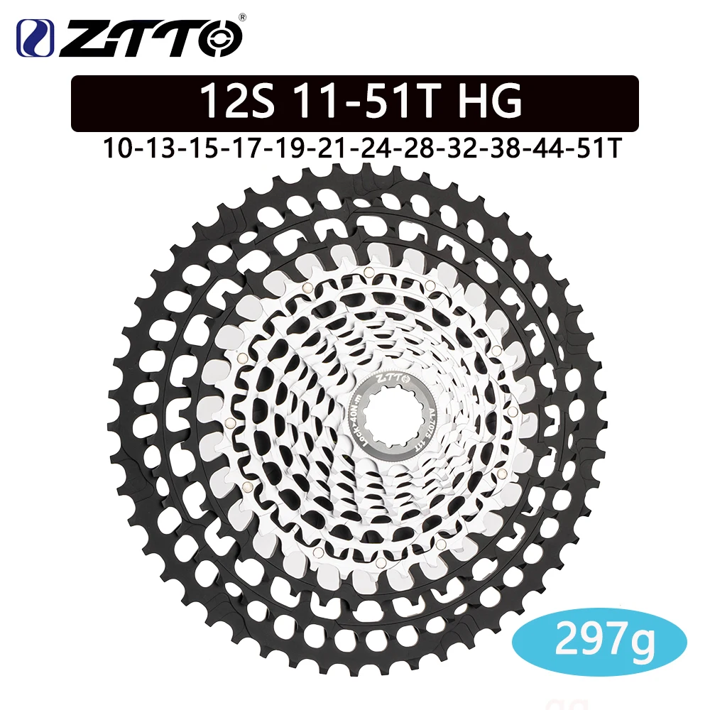 ZTTO 超軽量 MTB 12速 11-51T HG カセット ブラックシルバー CNC