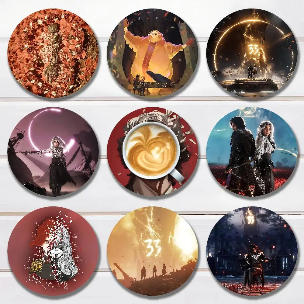 

C-Clair Obscur E-Expeditions-S 33 Round Anime Wooden Coasters DIY Decorations Birthday Valentine Gifts