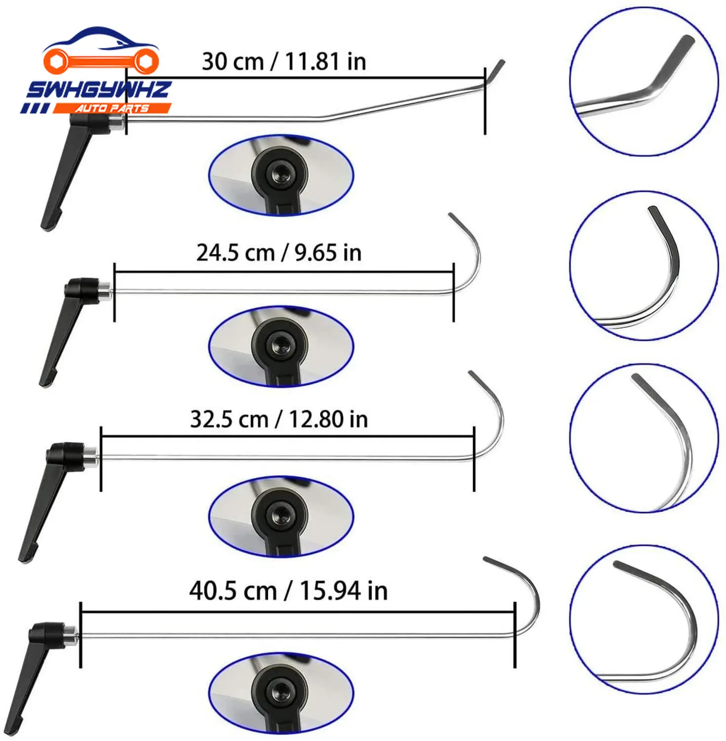 Dent Removal Rods Tools Kit 4PCS Newly Design Dent Repair Rods Paintless Dent Repair Tools for Hail Damage Repair Dent Remover