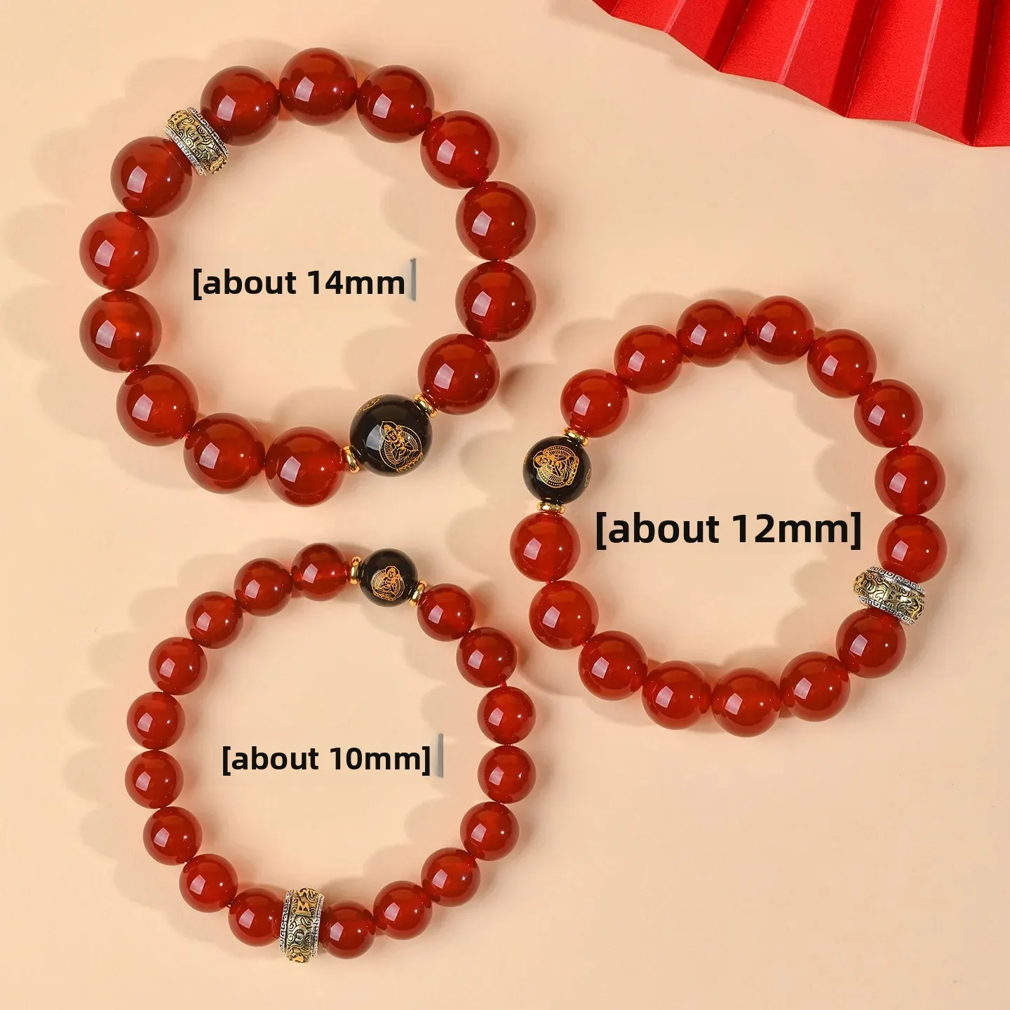 Natural Red Agate Chinese Zodiac Buddha Six-character Manifesta Bracelet for Men and Women Couple Tai Sui Amulet Red HandString