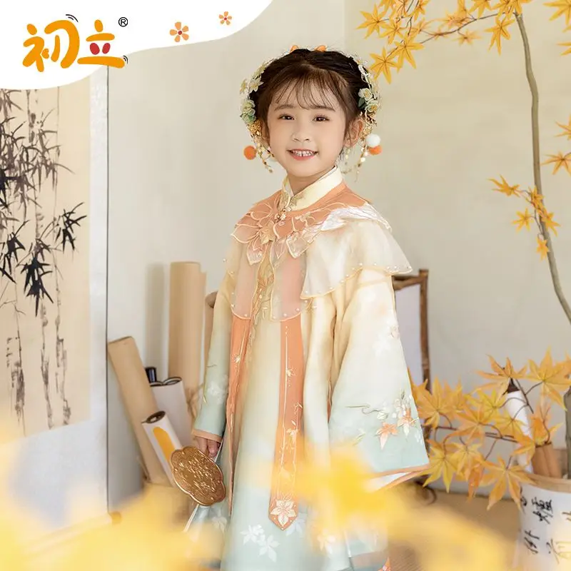 Girls Hanfu Chinese Style Children Horse-face Skirt Traditional Costume Dress Little Girl Princess Dress Christmas Dress