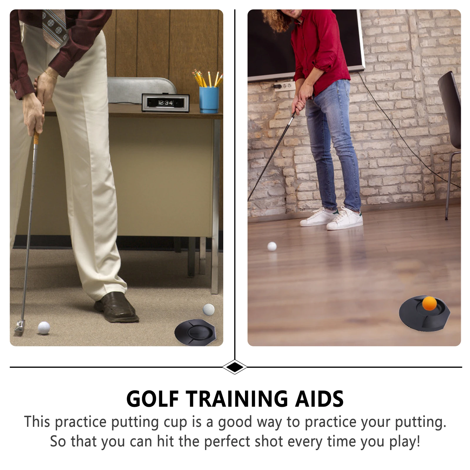 

3pcs Golf Putting Practice Disc Home Training Equipment Durable Lightweight Putter Aid For Indoor Outdoor Use Black