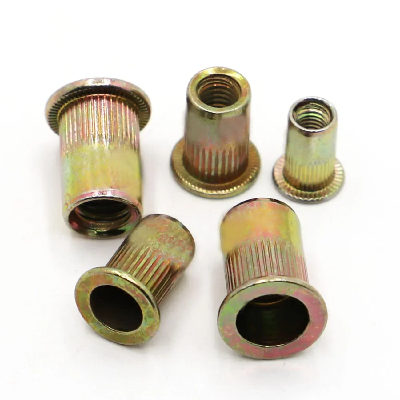 Flache Nietmuttern mit metrischem Gewinde, Farbe Zink-Kohlenstoffstahl, Flansch, Nietmuttern, Einsatzmuttern, Befestigungselement M3, M4, M5, M6, M8, M10, M12 – Detail 3
