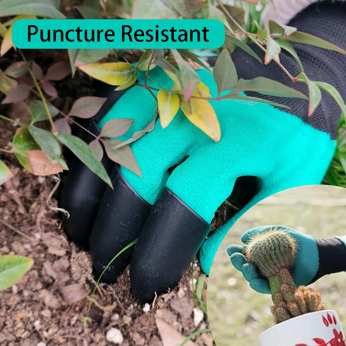 Luvas de jardim com garras, galinheiro, limpeza para escavação, poda, cutucando, tudo em um, ferramenta de jardinagem, protetores de mão duráveis