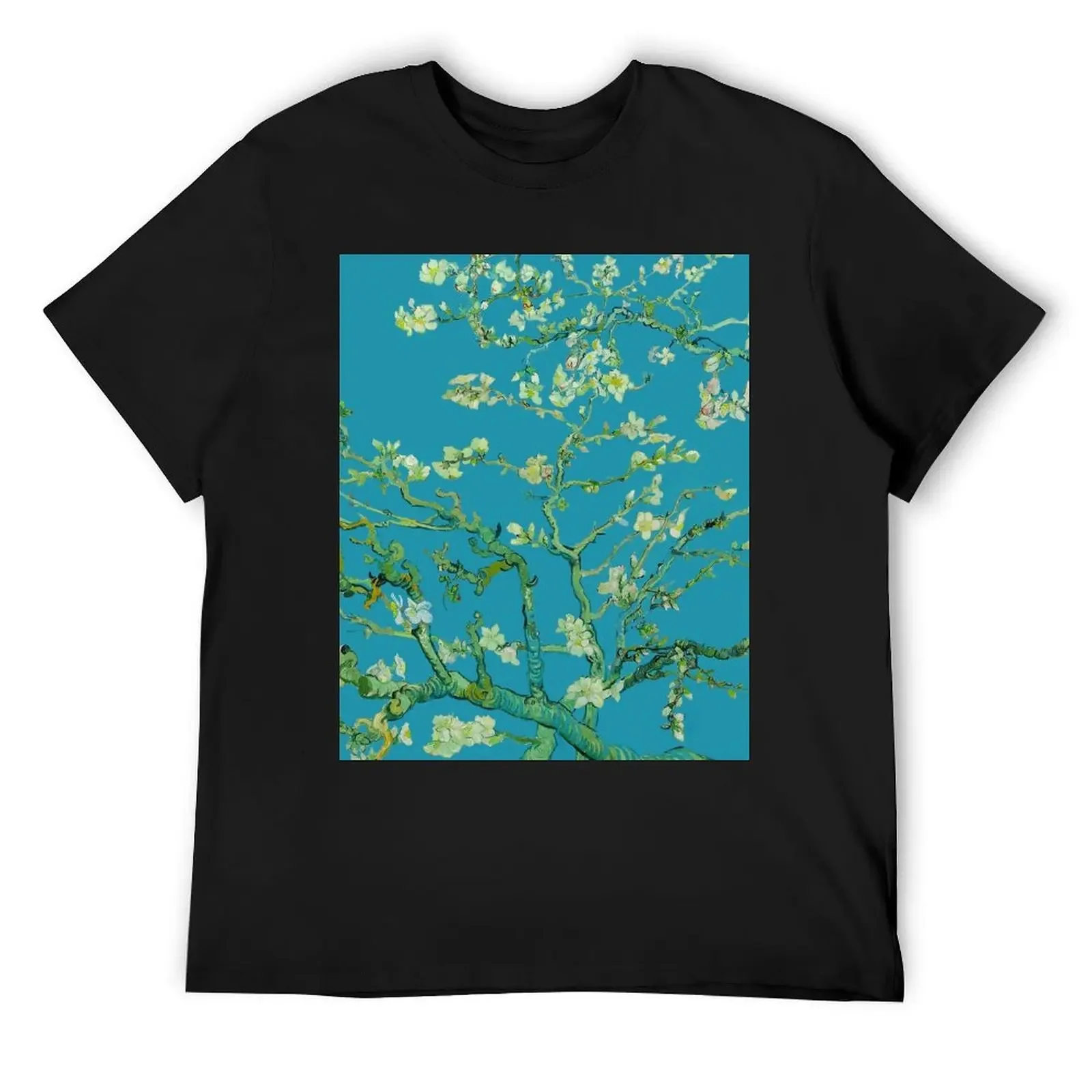 Almond Blossoms T-Shirt sweat summer clothes quick drying blue archive Men's cotton t-shirt