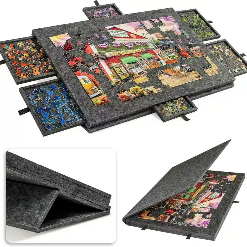 6 Drawer Portable Puzzle Table Board with Bracket Cover Jigsaw Puzzle Storage Table