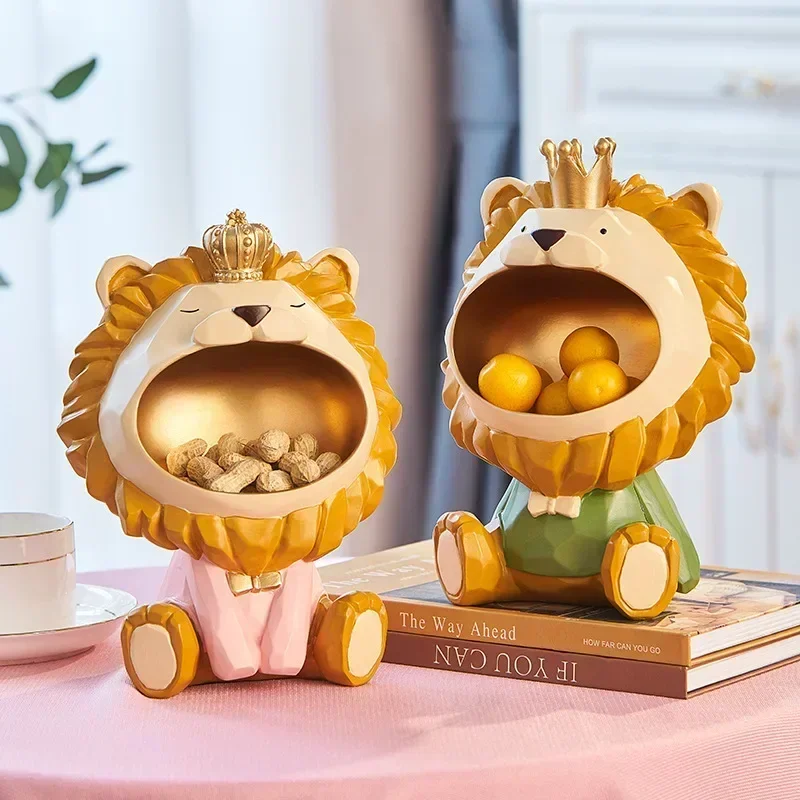 Big Mouth The Lion King Sculpture with Storage Bin for Keys Holder Nut Candy Bowl Home Decor Ornaments for Table Animal Statue