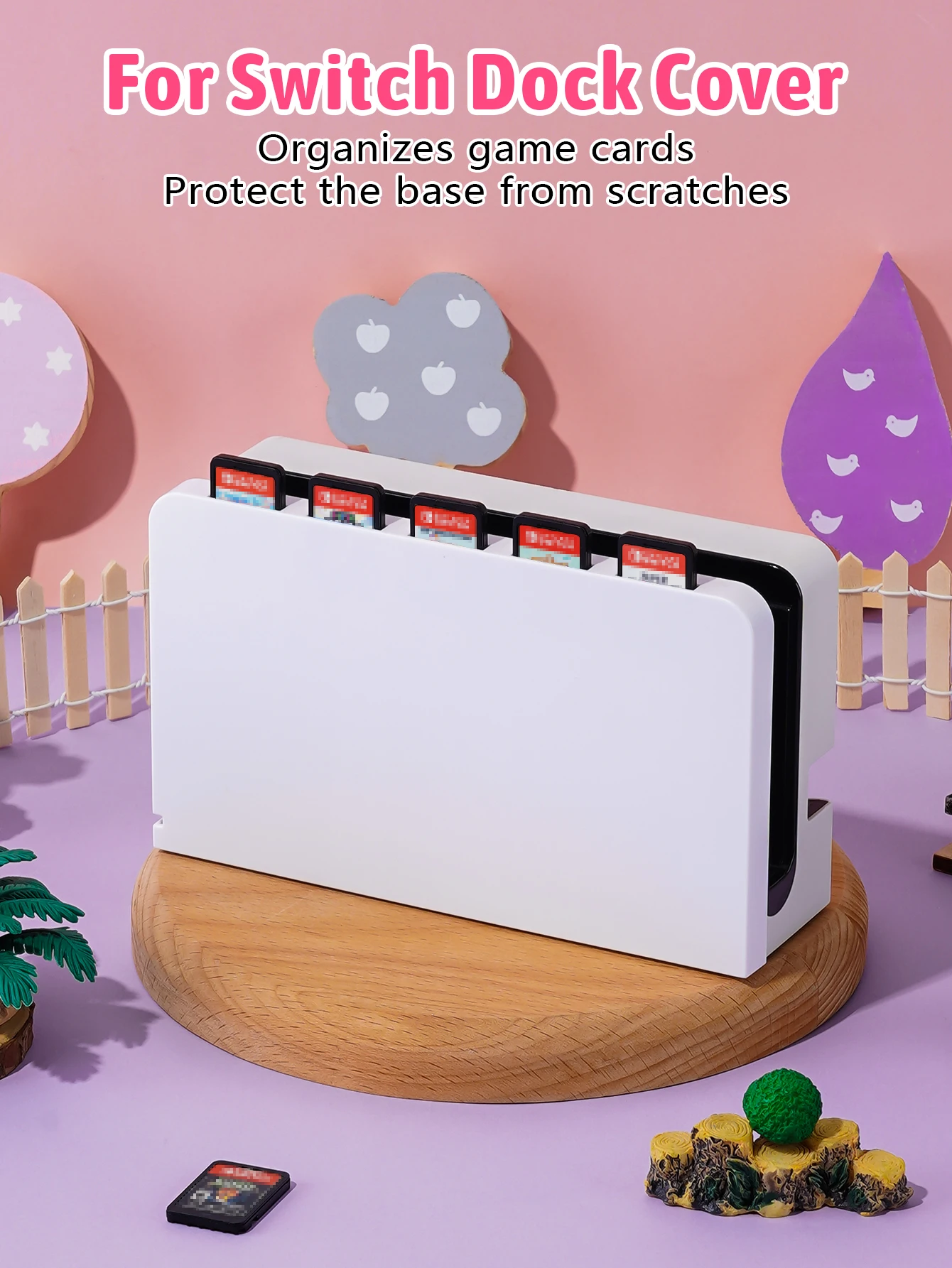 1Pcs Dock Cover for Switch OLED/NS,Switch Game Card Storage Case,Holds 5 Game Cards, Protects the Base From Scratches and Dust