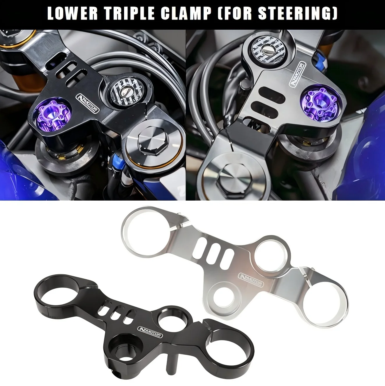 

Мотоциклетная легкая верхняя пластина с тройным зажимом для Yamaha YZF-R3 2019-2025 | Алюминиевый верхний мост с ЧПУ и замочной скважиной