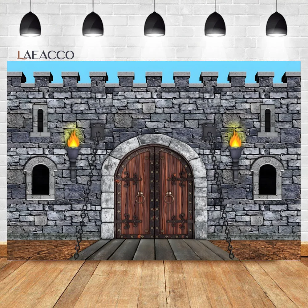 

Laeacco Medieval Castle Backdrop Knight Keepers of The Kingdom Decor Kids Birthday Baby Shower Portrait Photography Background