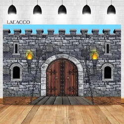 Laeacco Medieval Castle Backdrop Knight Keepers of The Kingdom Decor Kids Birthday Baby Shower Portrait Photography Background