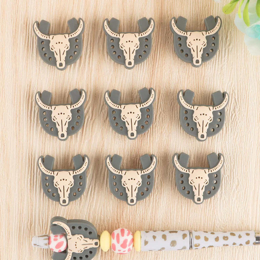 5~10Pcs/Lot Silicone Beads Cartoon Food Grade Nursing Chewing Hollowed-out ox Unique Shape DIY Pacifier Chain Jewelry Accessorie