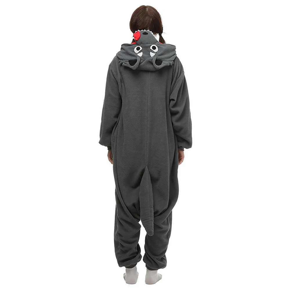 Grey Wolf Animal Kigurumi tuta adulto pigiama a maniche lunghe Halloween Festival Party Costume da notte flanella con cappuccio da donna